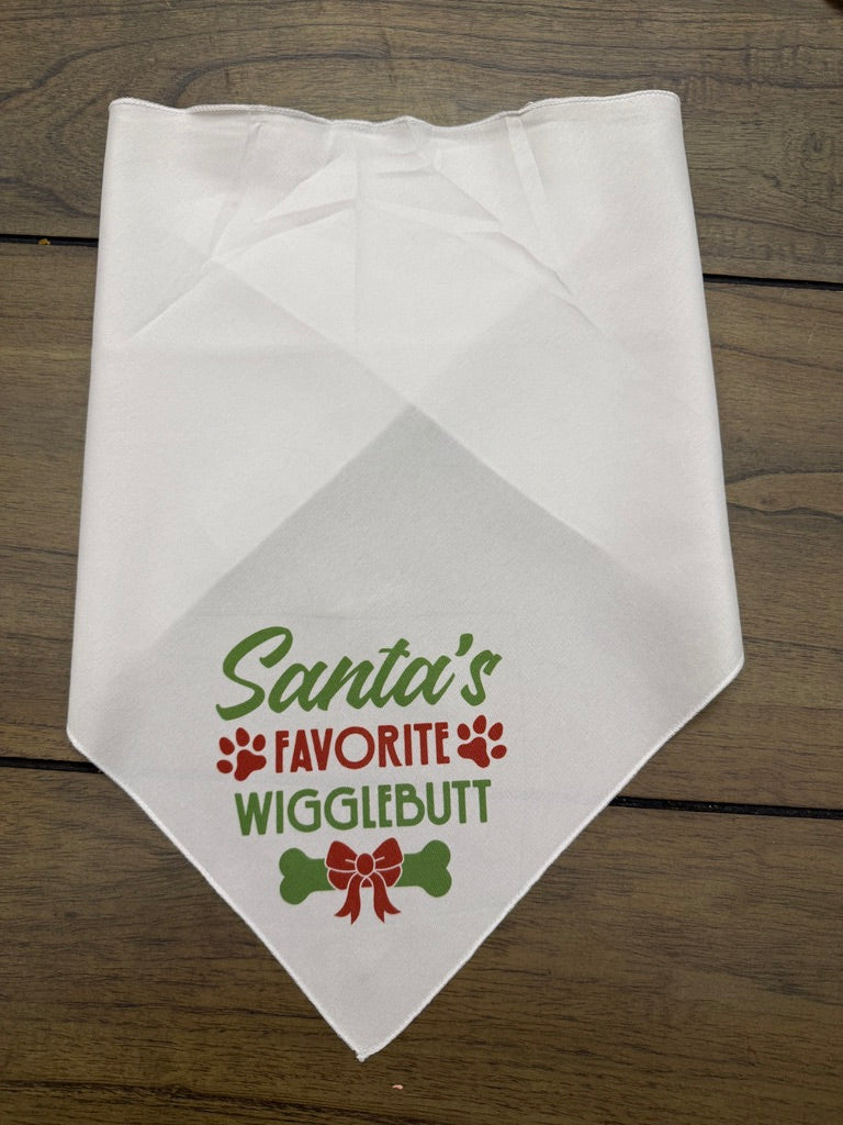 Dog bandanna Santa’s favorite wiggle butt