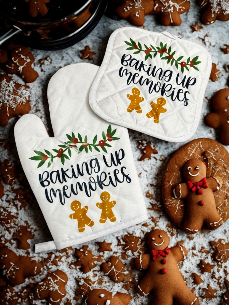 Baking up memories oven mitt and pot holder set