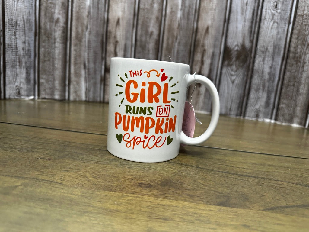 This girl runs on pumpkin mug