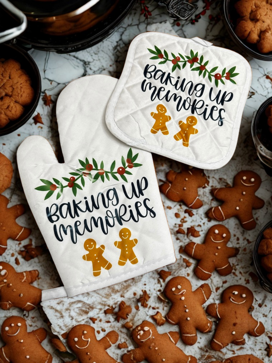 Baking up memories oven mitt and pot holder set