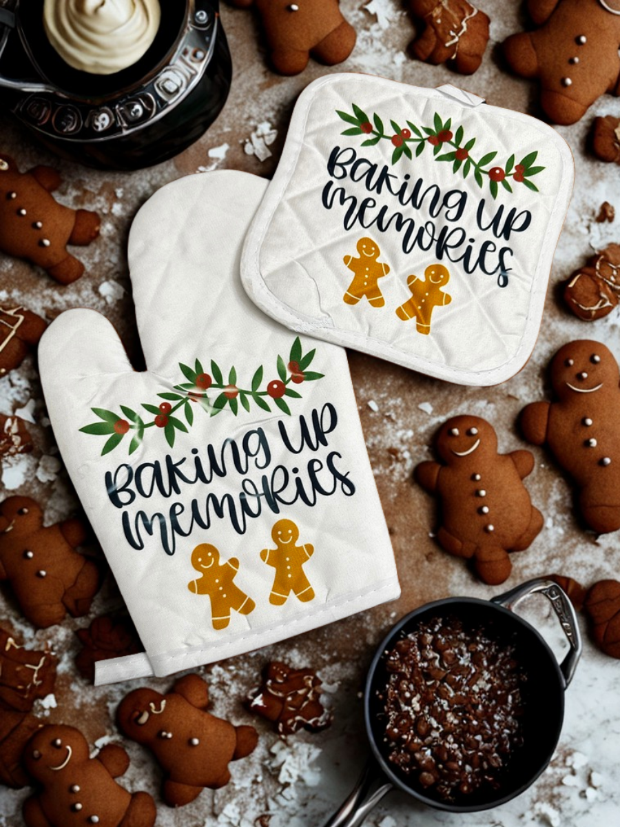 Baking up memories oven mitt and pot holder set